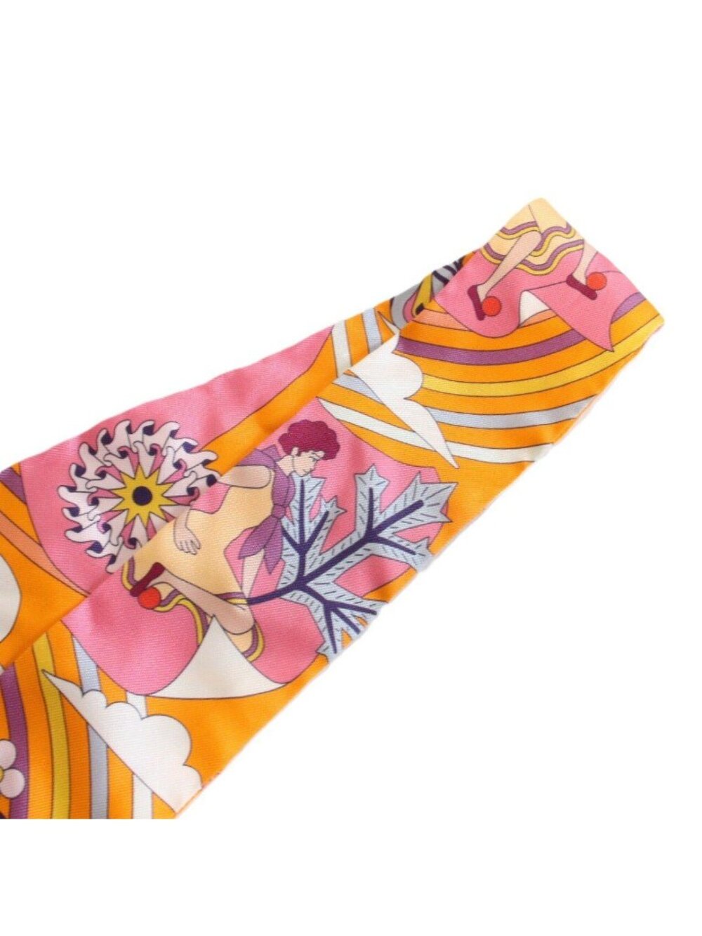 Hermes Tsuiri My Cloud Silk 100% Orange Scarf - Picture 5 of 10